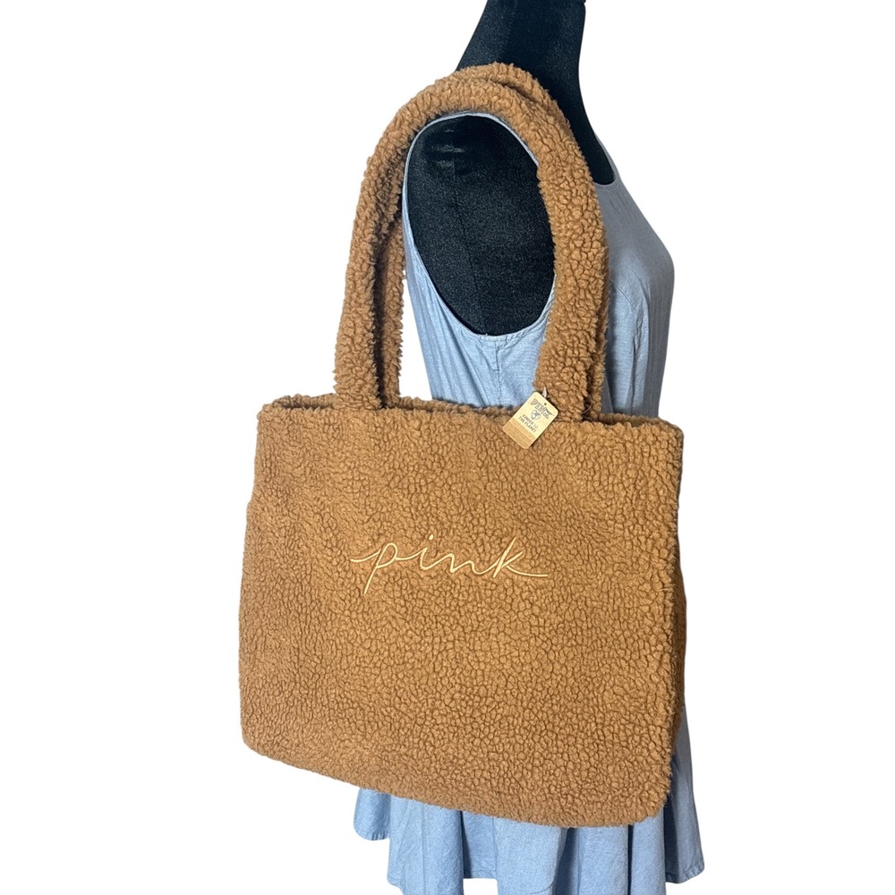 NWT VS PINK Brown Sherpa Teddy Tote
Bag Cozycore Y2K Style‎